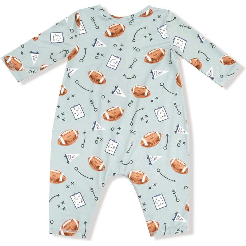 Angel Dear Touchdown Time Grey Mist Long Sleeve Henley Romper
