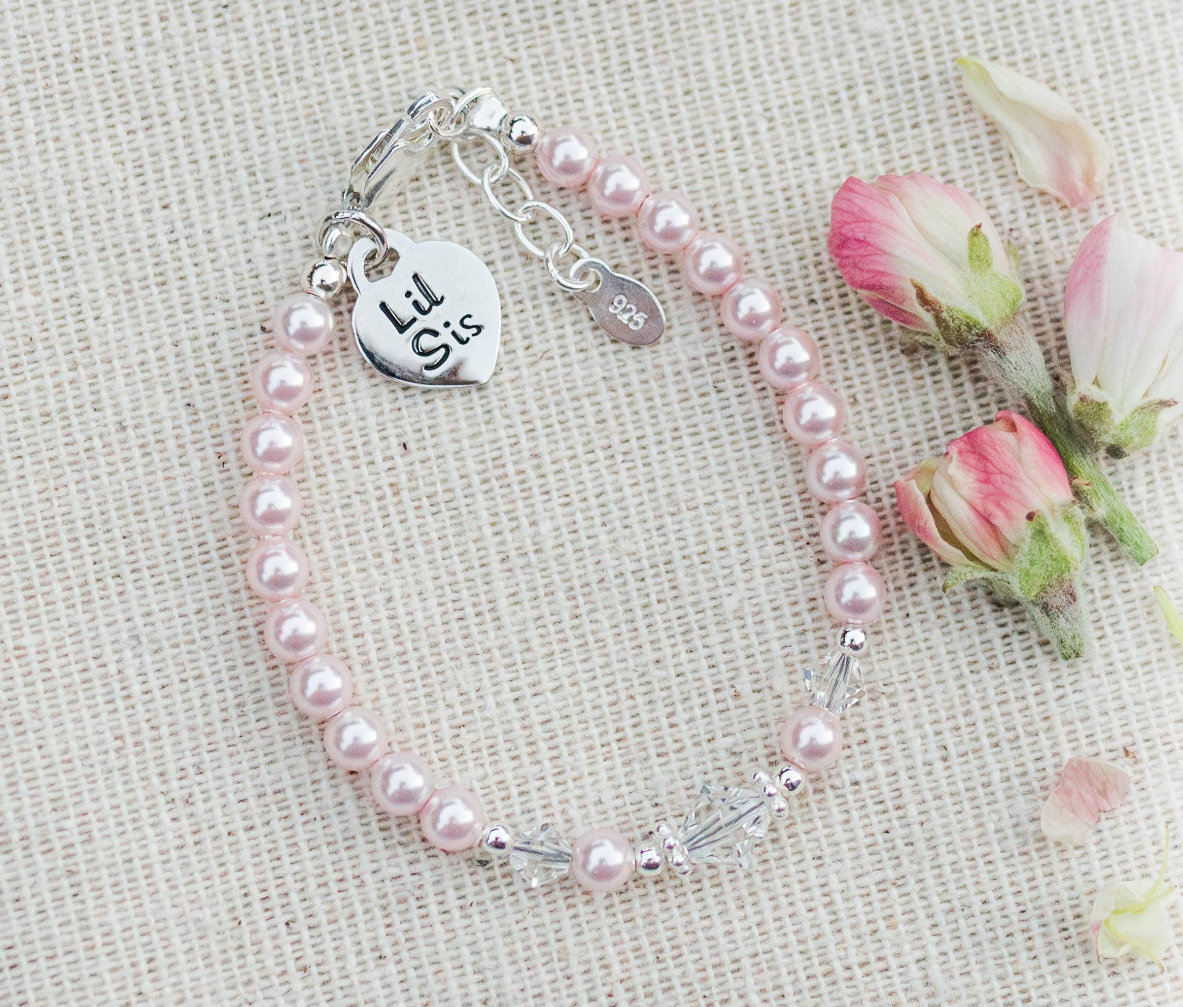Cherished Moments - Sterling Silver Little Sister Bracelet with Heart Baby Gift