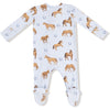 Angel Dear Horses Blue 2 Way Zipper Footie
