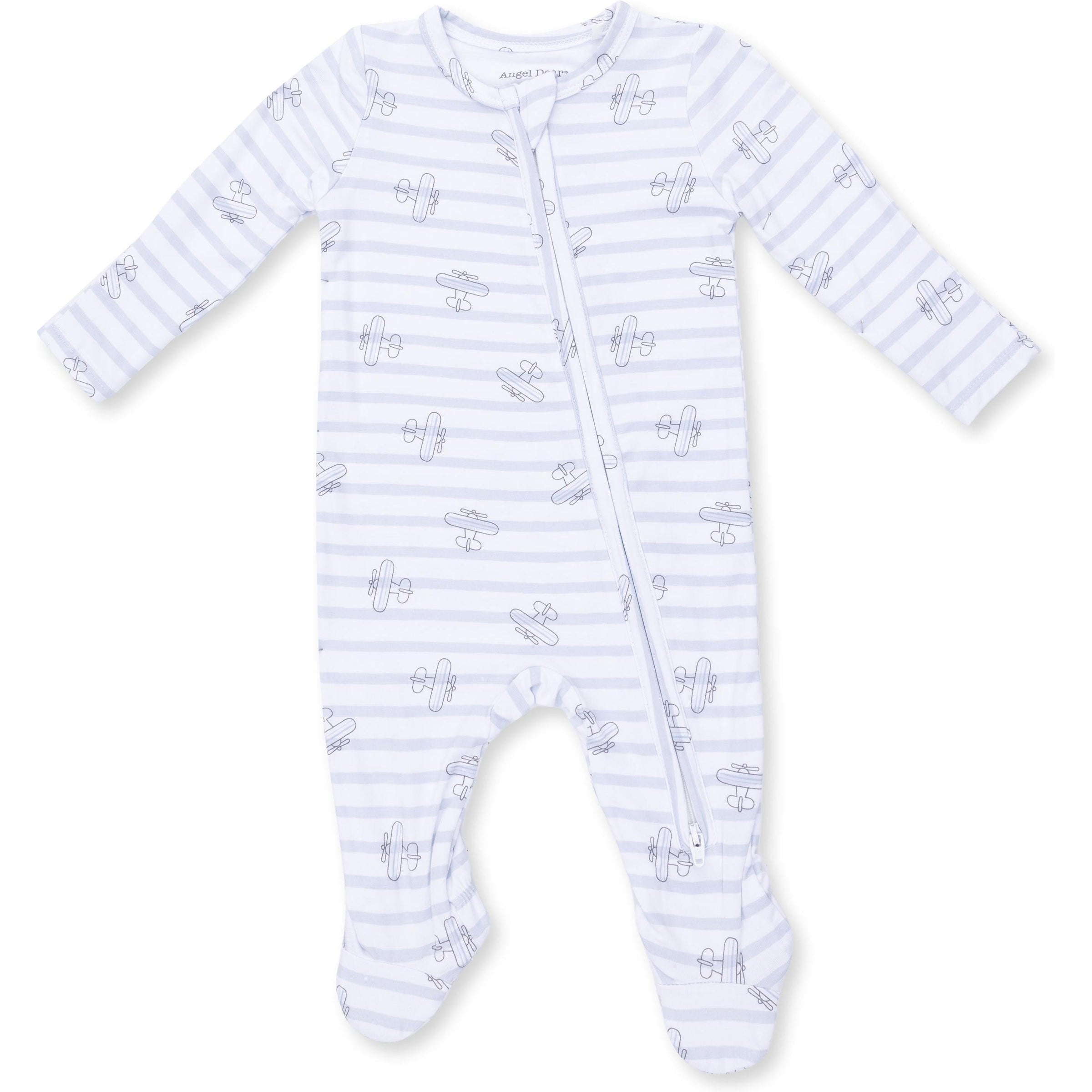 Angel Dear Anna Floral Stripe 2 Way Ruffle Sleeve Zipper Footie
