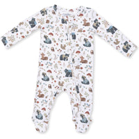 Angel Dear Southern Woodland Animals Green 2 Way Zipper Footie