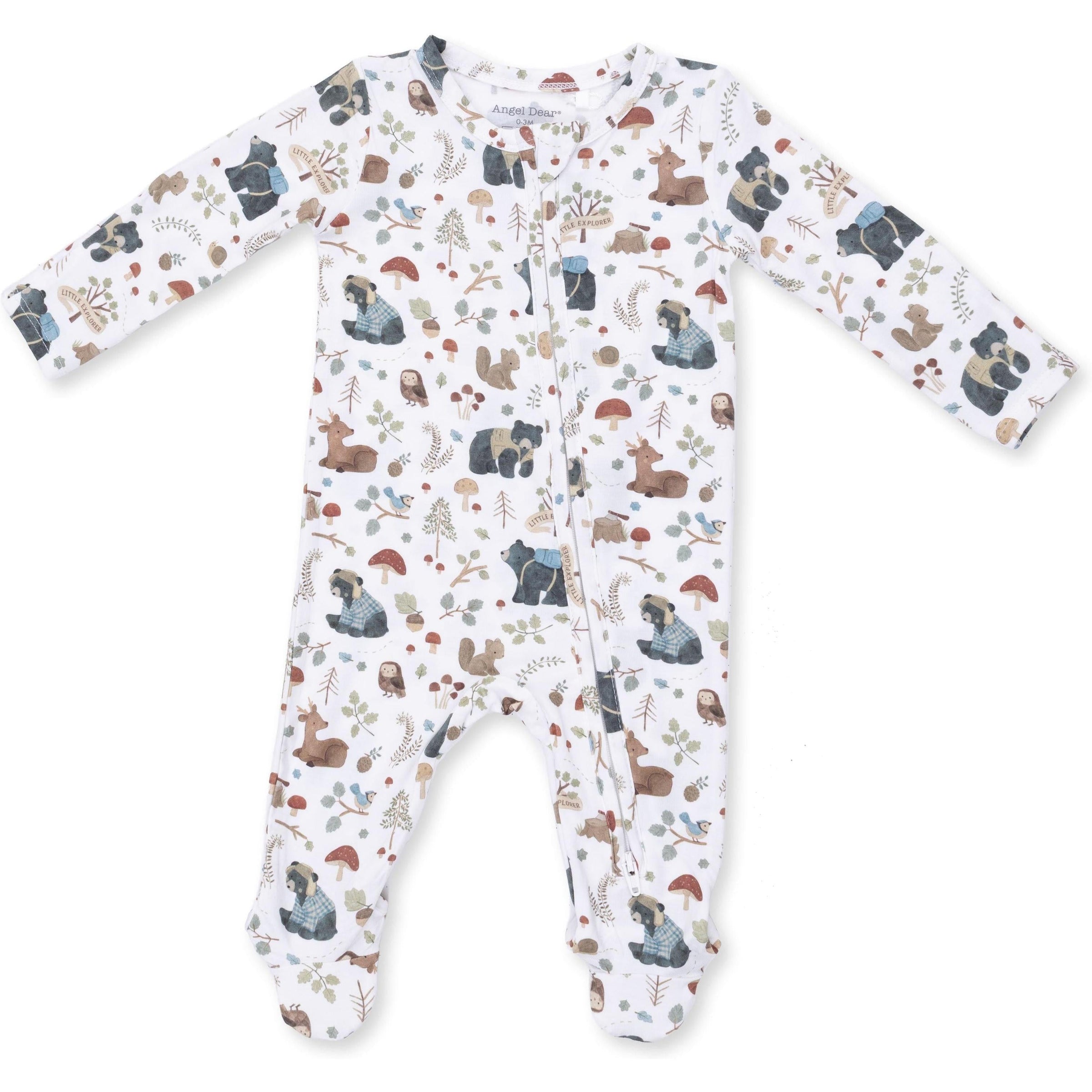 Angel Dear Southern Woodland Animals Green 2 Way Zipper Footie