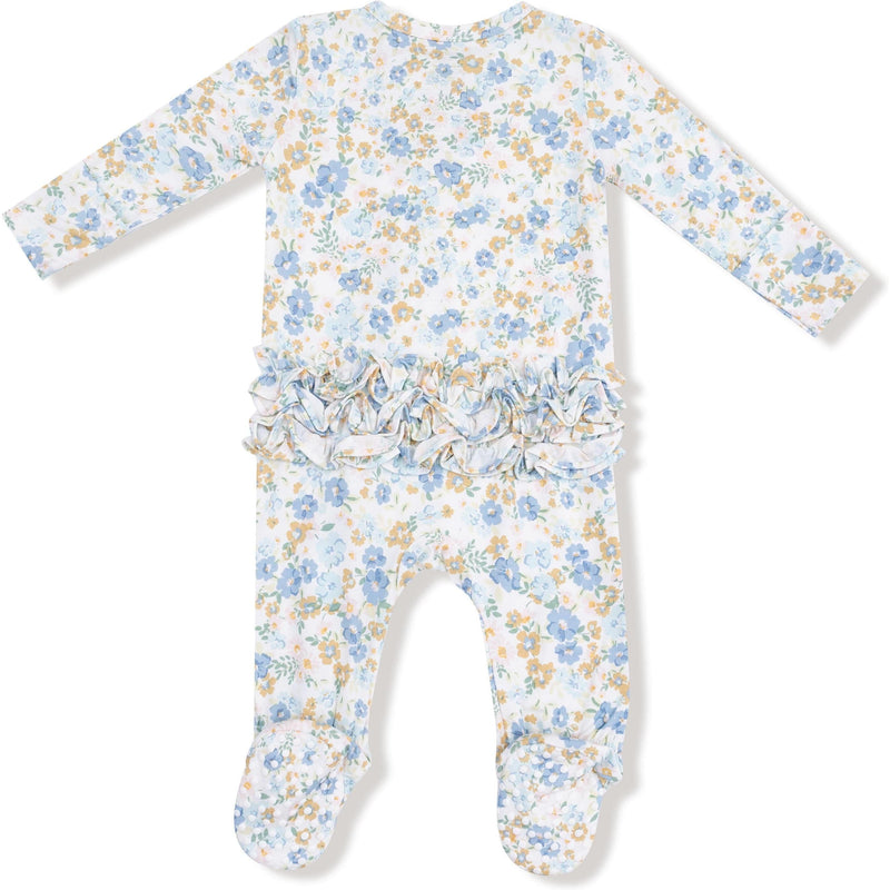 Angel Dear Sweet Rose Calico 2 Way Zipper Ruffle Back Footie