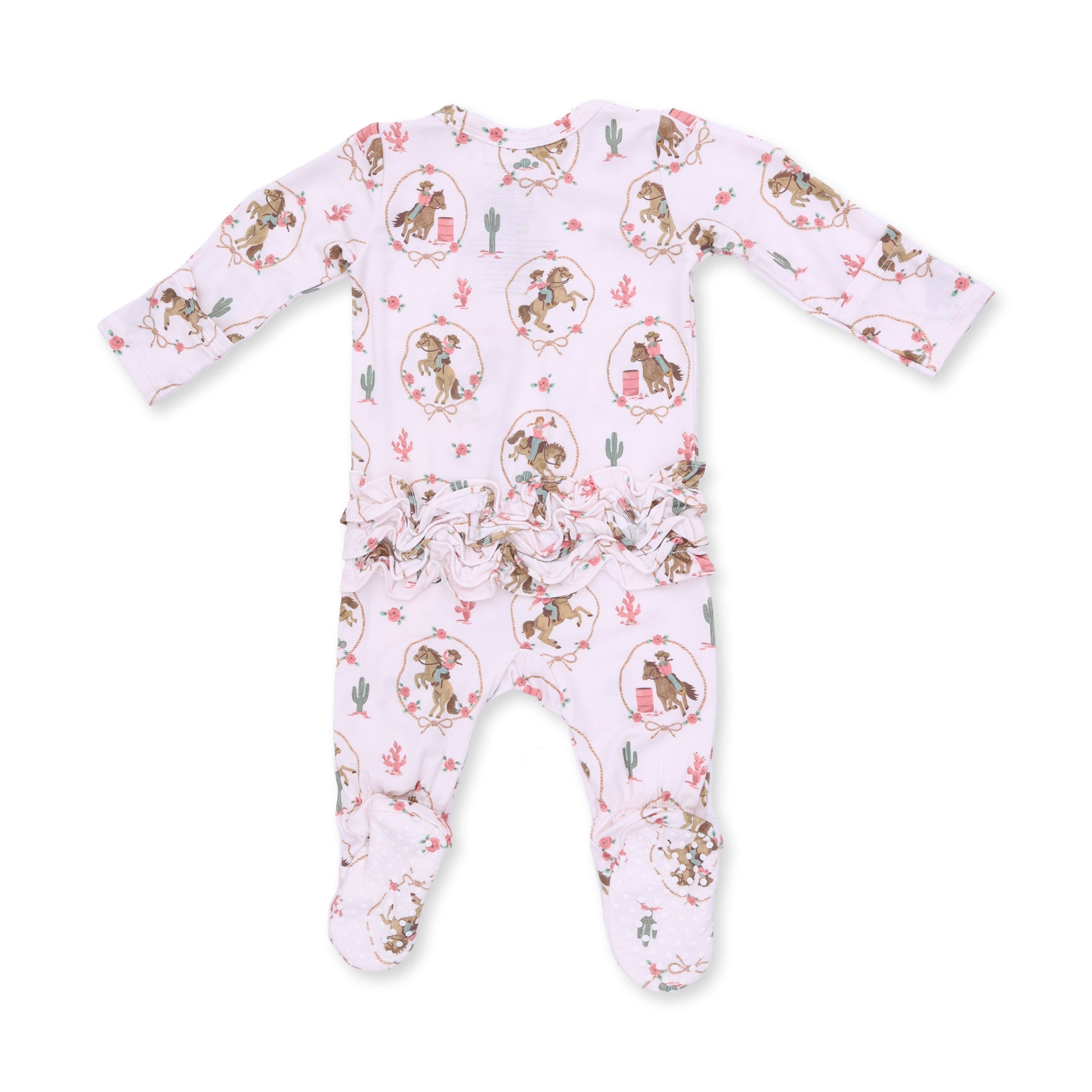 Angel Dear Cowgirl Cameos 2 Way Ruffle Back Zipper Footie