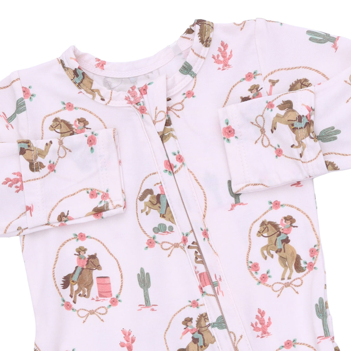 Angel Dear Cowgirl Cameos 2 Way Ruffle Back Zipper Footie