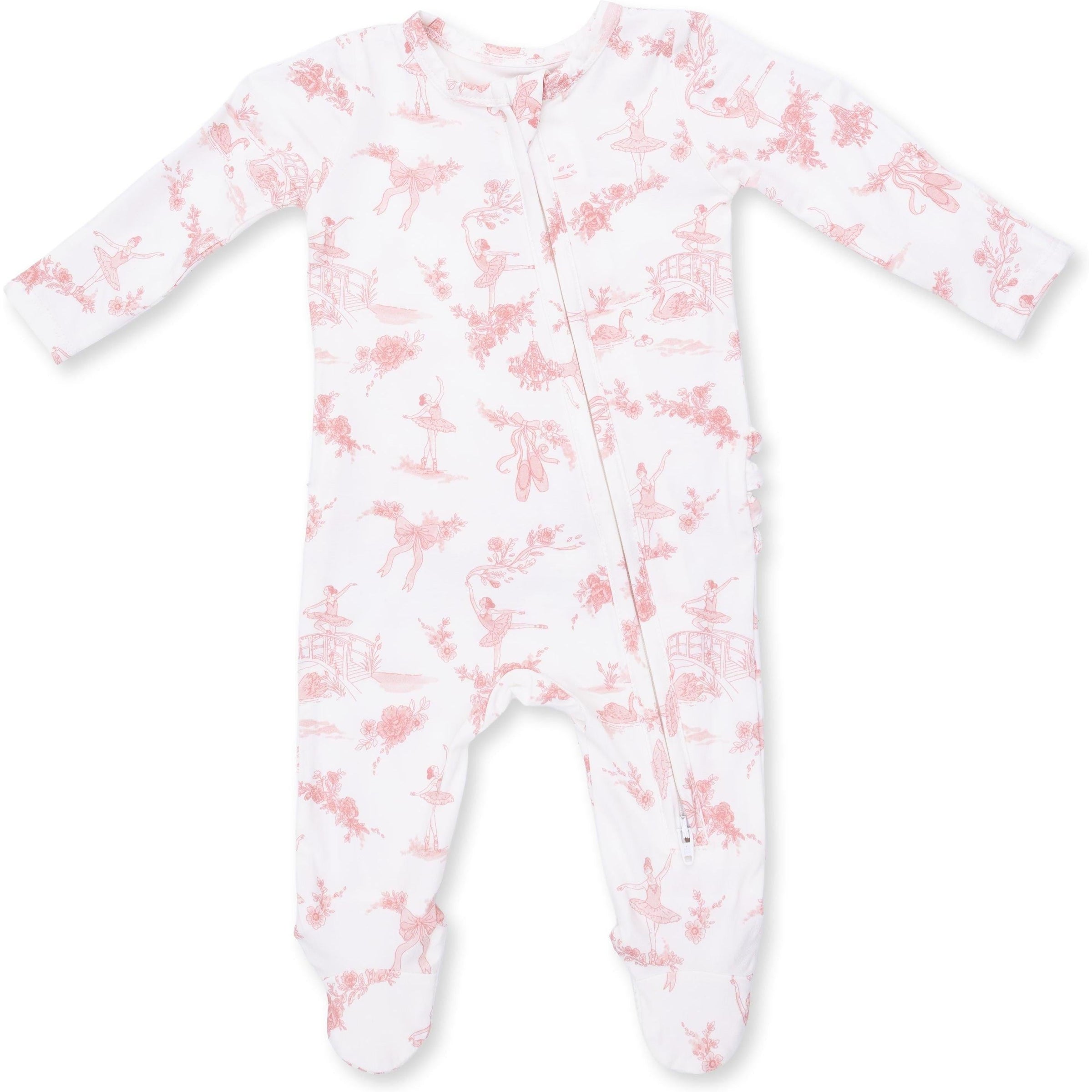 Angel Dear Ballet Toile 2 Way Ruffle Back Zipper Footie