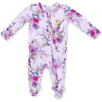 Angel Dear Dahlia Floral 2 Way Ruffle Back Zipper Footie