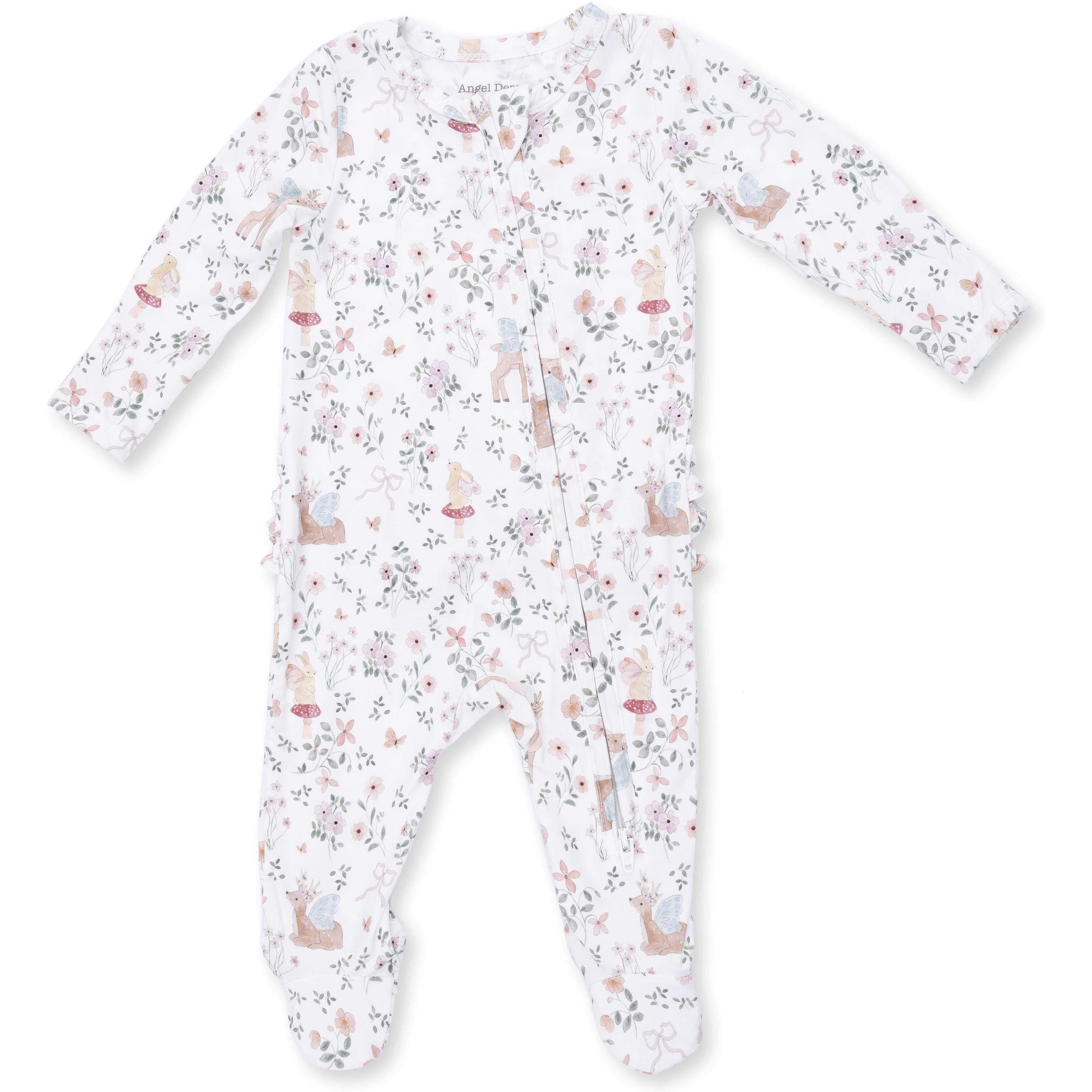 Angel Dear Enchanted Woodland 2 Way Ruffle Back Zipper Footie
