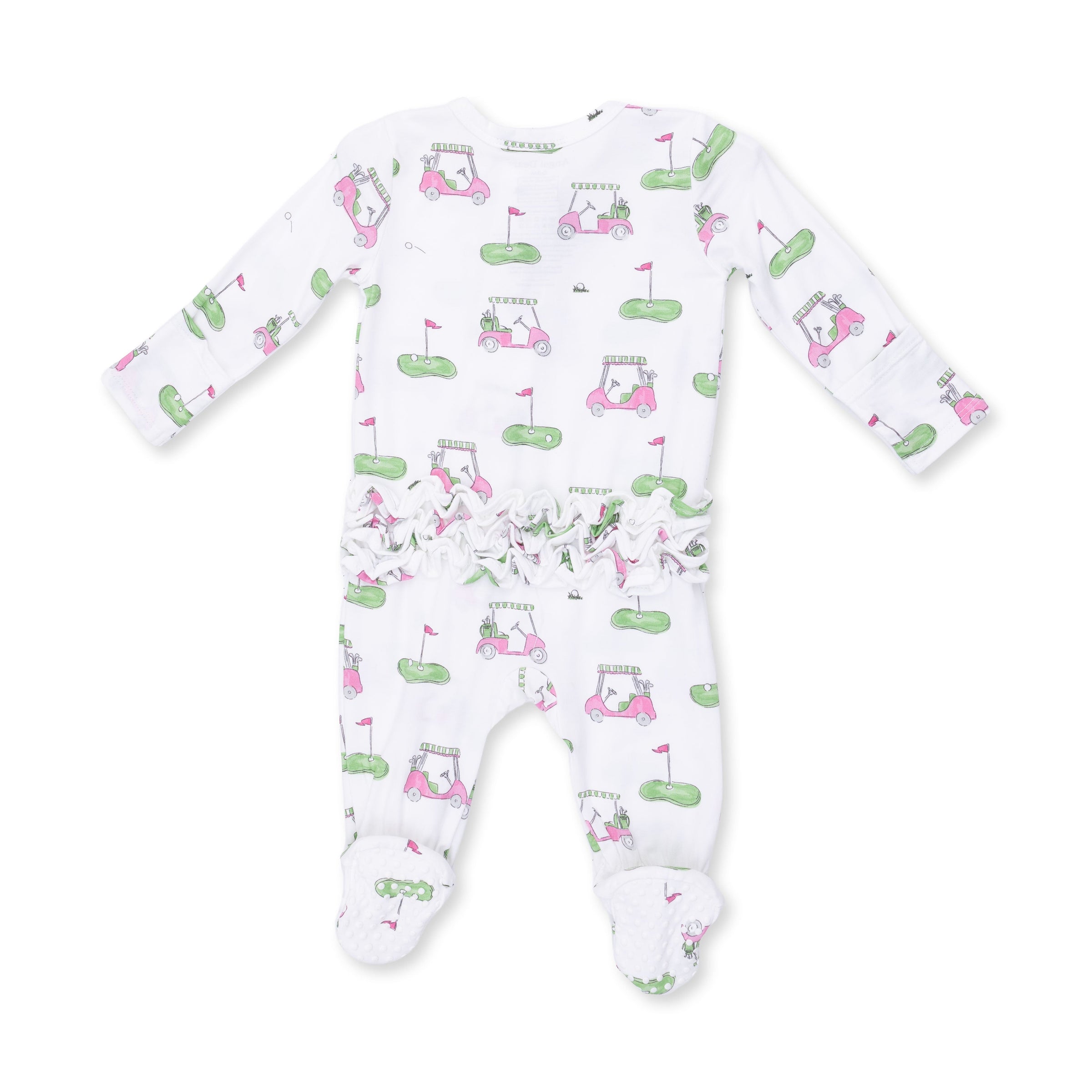 Angel Dear Golf Carts Pink 2 Way Ruffle Back Zipper Footie