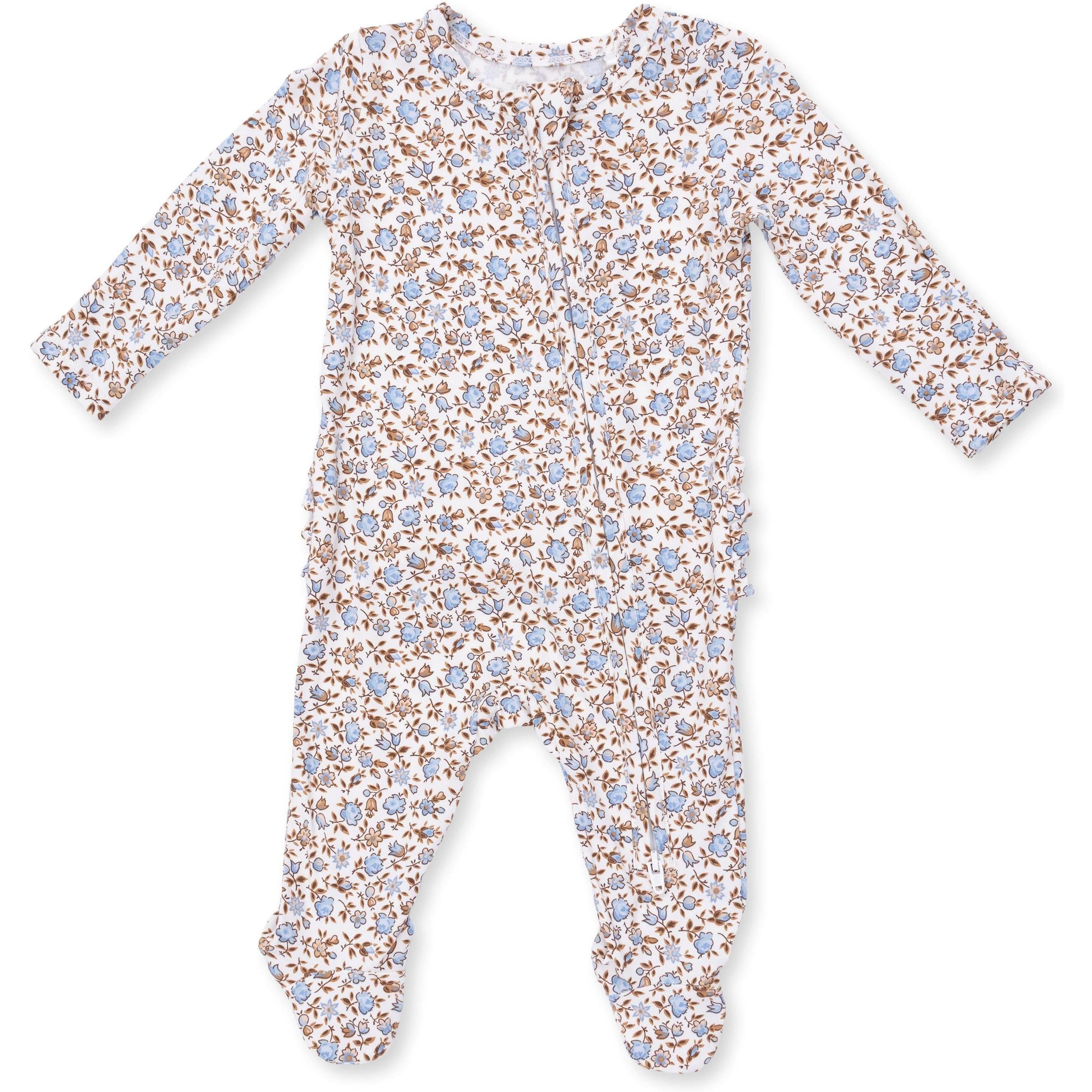 Angel Dear Hazel Floral 2 Way Ruffle Back Zipper Footie
