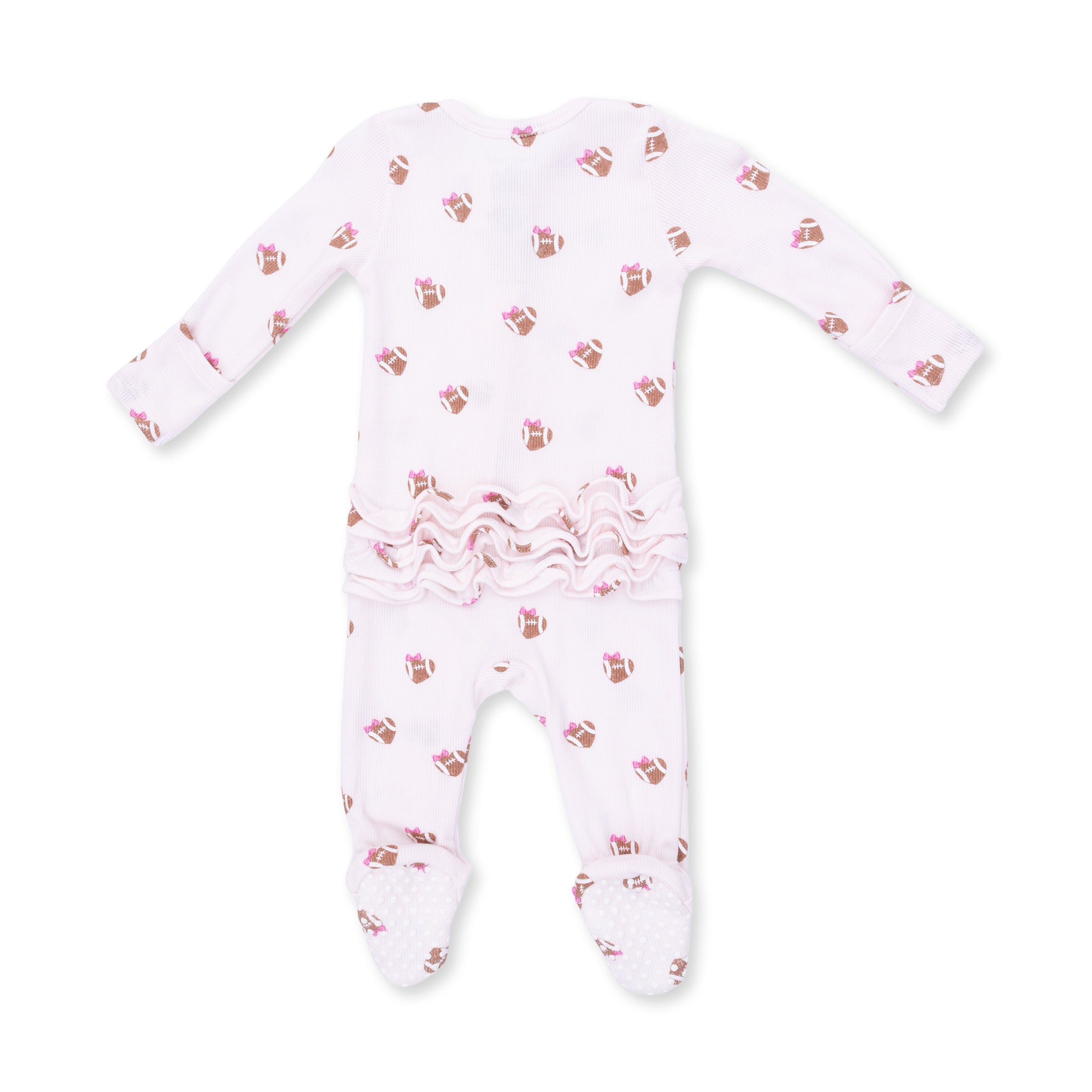 Angel Dear Mini Football Hearts 2 Way Ruffle Back Zipper Footie