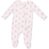 Angel Dear Rose Bow Lattice 2 Way Ruffle Back Zipper Footie