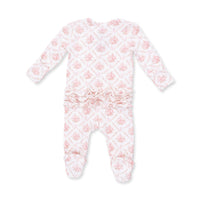 Angel Dear Rose Bow Lattice 2 Way Ruffle Back Zipper Footie