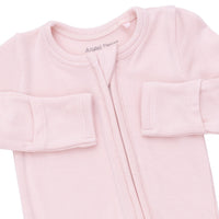 Angel Dear Solid Veiled Pink Rib 2 Way Ruffle Back Zipper Footie
