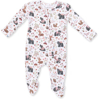 Angel Dear Southern Woodland Animals Pink 2 Way Ruffle Back Zipper Footie