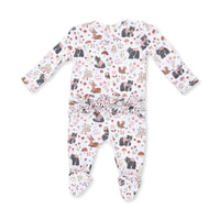 Angel Dear Southern Woodland Animals Pink 2 Way Ruffle Back Zipper Footie