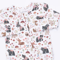 Angel Dear Southern Woodland Animals Pink 2 Way Ruffle Back Zipper Footie