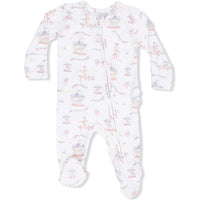 Angel Dear Carousel with Bows 2-Way Ruffle Back Zipper Footie