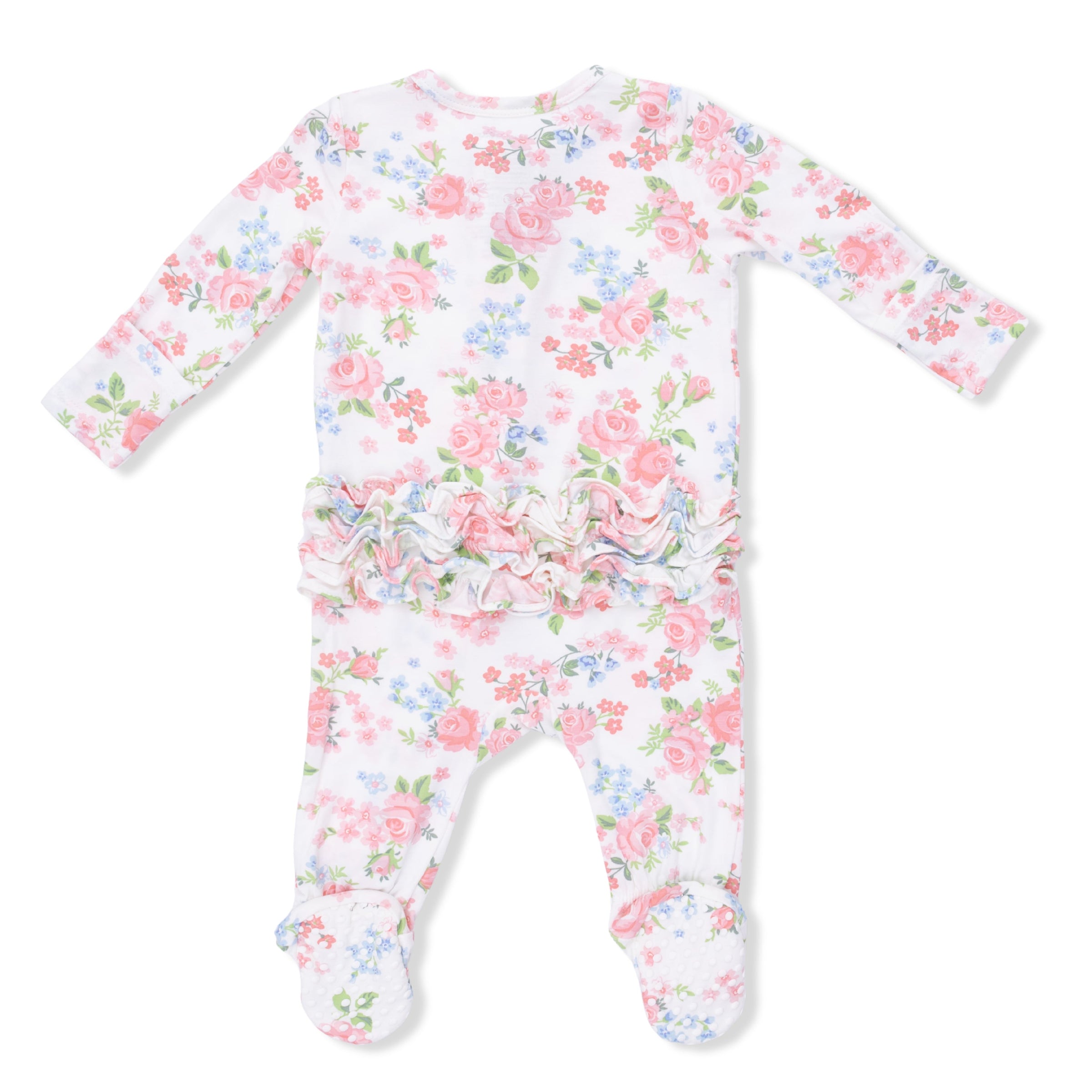 Angel Dear Cute Little Roses 2-Way Ruffle Back Zipper Footie