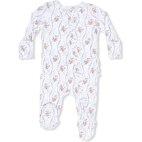 Angel Dear Heirloom Rose Stripe 2-Way Ruffle Back Zipper Footie