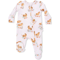Angel Dear Pink Ponies 2-Way Ruffle Back Zipper Footie