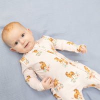 Angel Dear Pink Ponies 2-Way Ruffle Back Zipper Footie