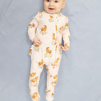 Angel Dear Pink Ponies 2-Way Ruffle Back Zipper Footie