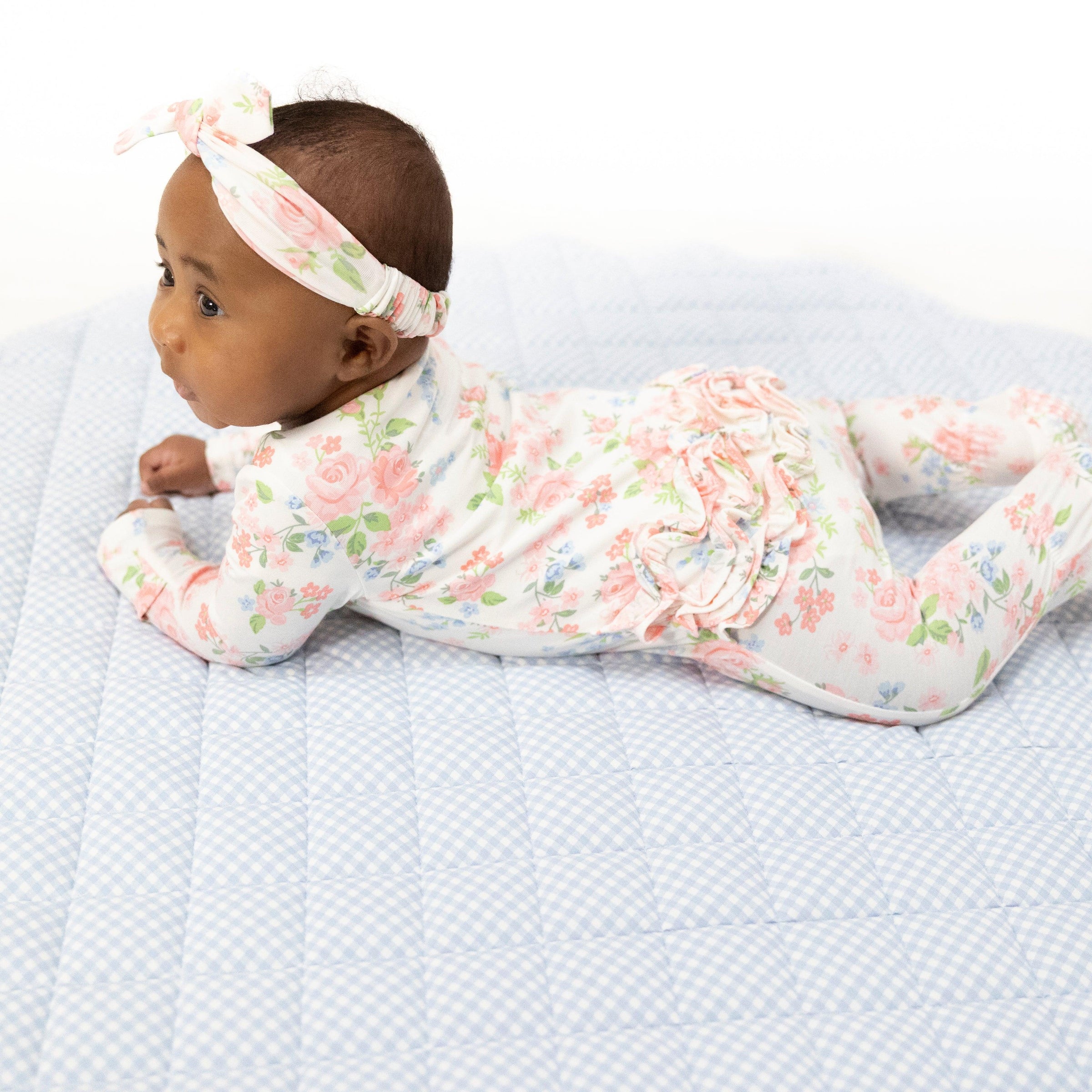 Angel Dear Cute Little Roses 2-Way Ruffle Back Zipper Footie