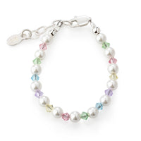Cherished Moments - Sterling Silver Multi Crystal Pearl Baby & Kids Bracelet