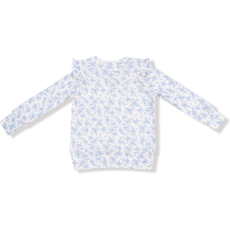 Angel Dear Romi Floral Ruffle Shoulder Rib Shirt and Waffle Flare Pant