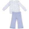 Angel Dear Romi Floral Ruffle Shoulder Rib Shirt and Waffle Flare Pant