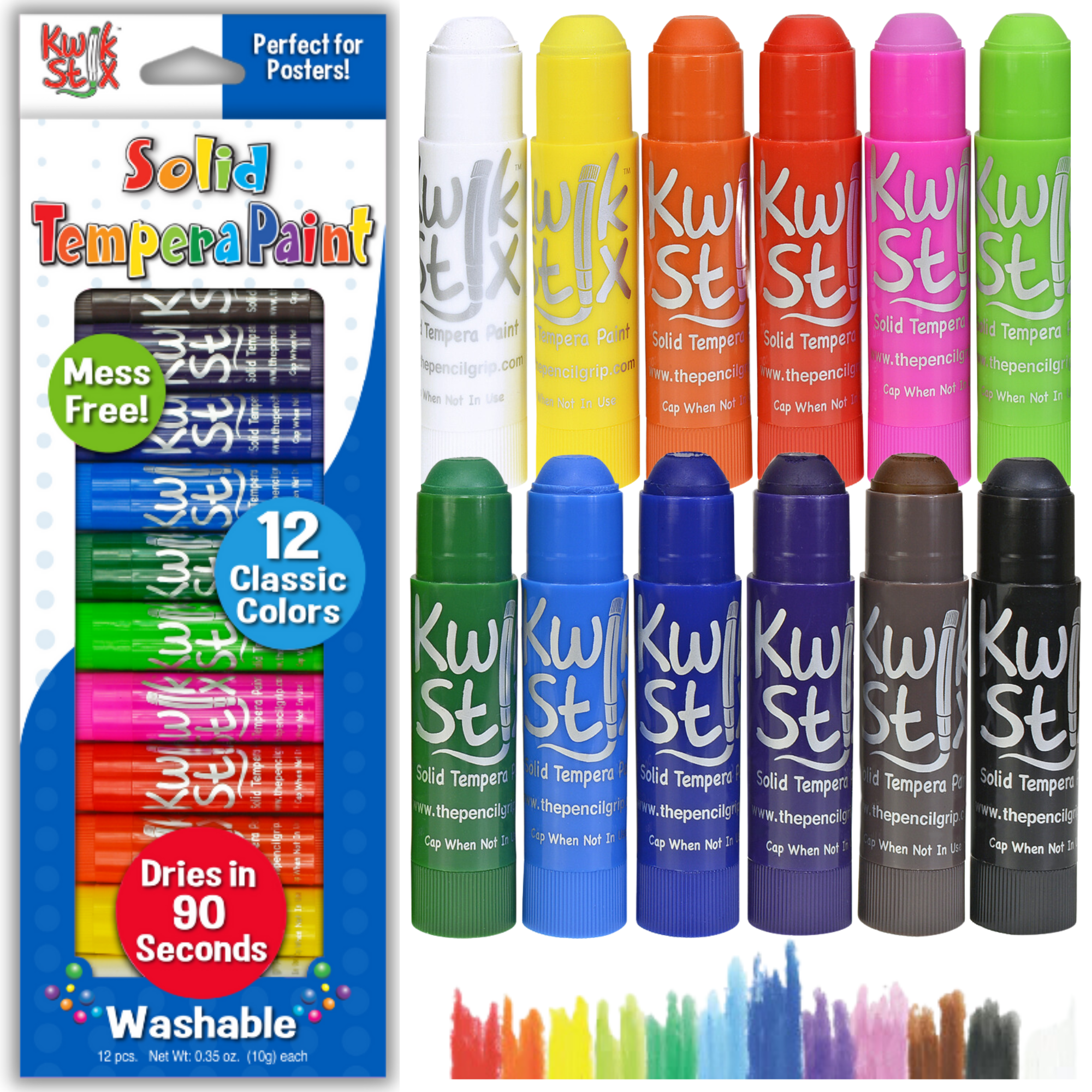 TPG Creations / The Pencil Grip - KwikStix Tempera Paint - 12 Classic Colors TPG-602