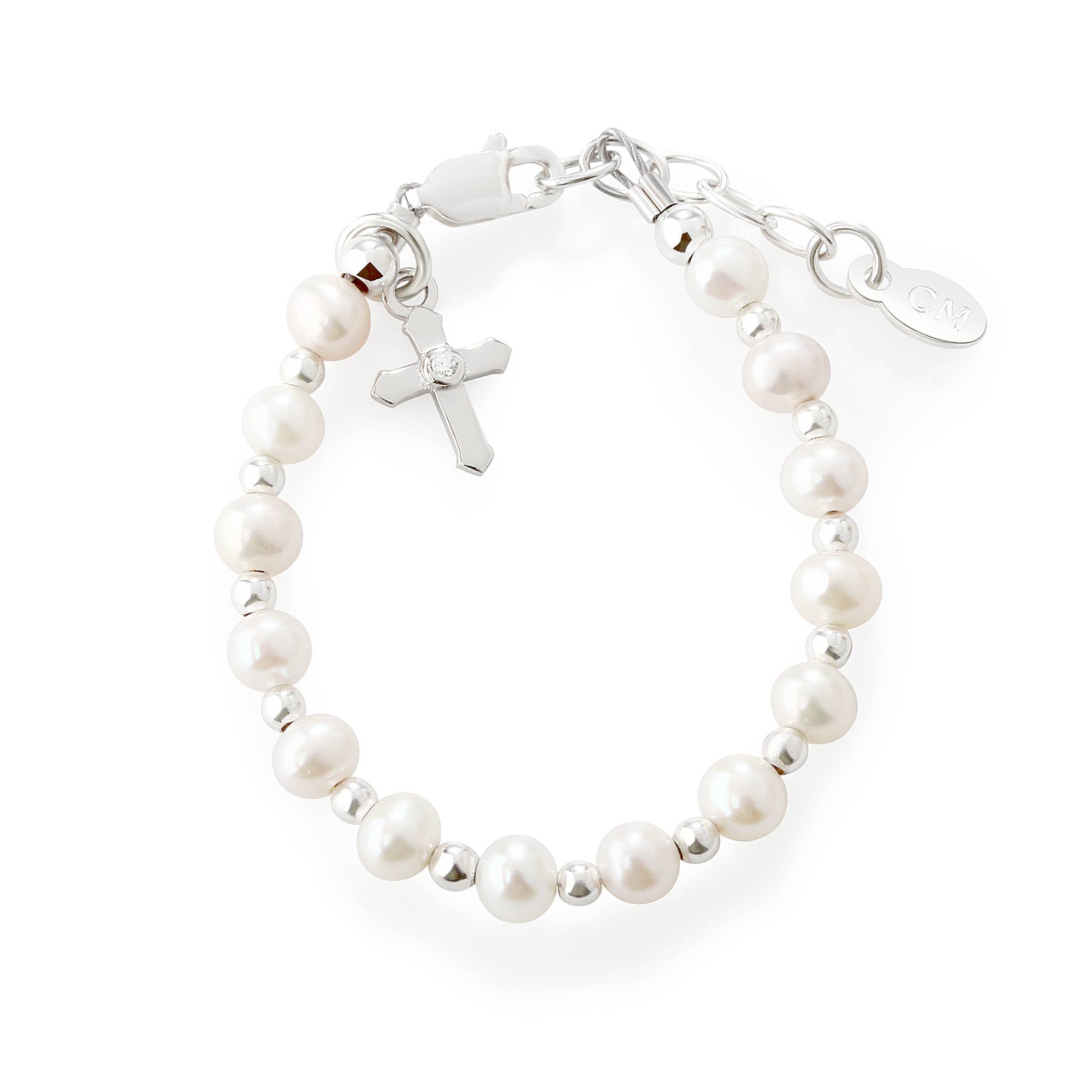 Cherished Moments - Girls Silver Baby Cross Bracelet Baptism & Communion Gift