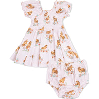 Angel Dear Pink Ponies Smocked Twirly Dress and Bloomer