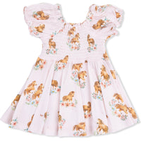 Angel Dear Pink Ponies Smocked Twirly Dress