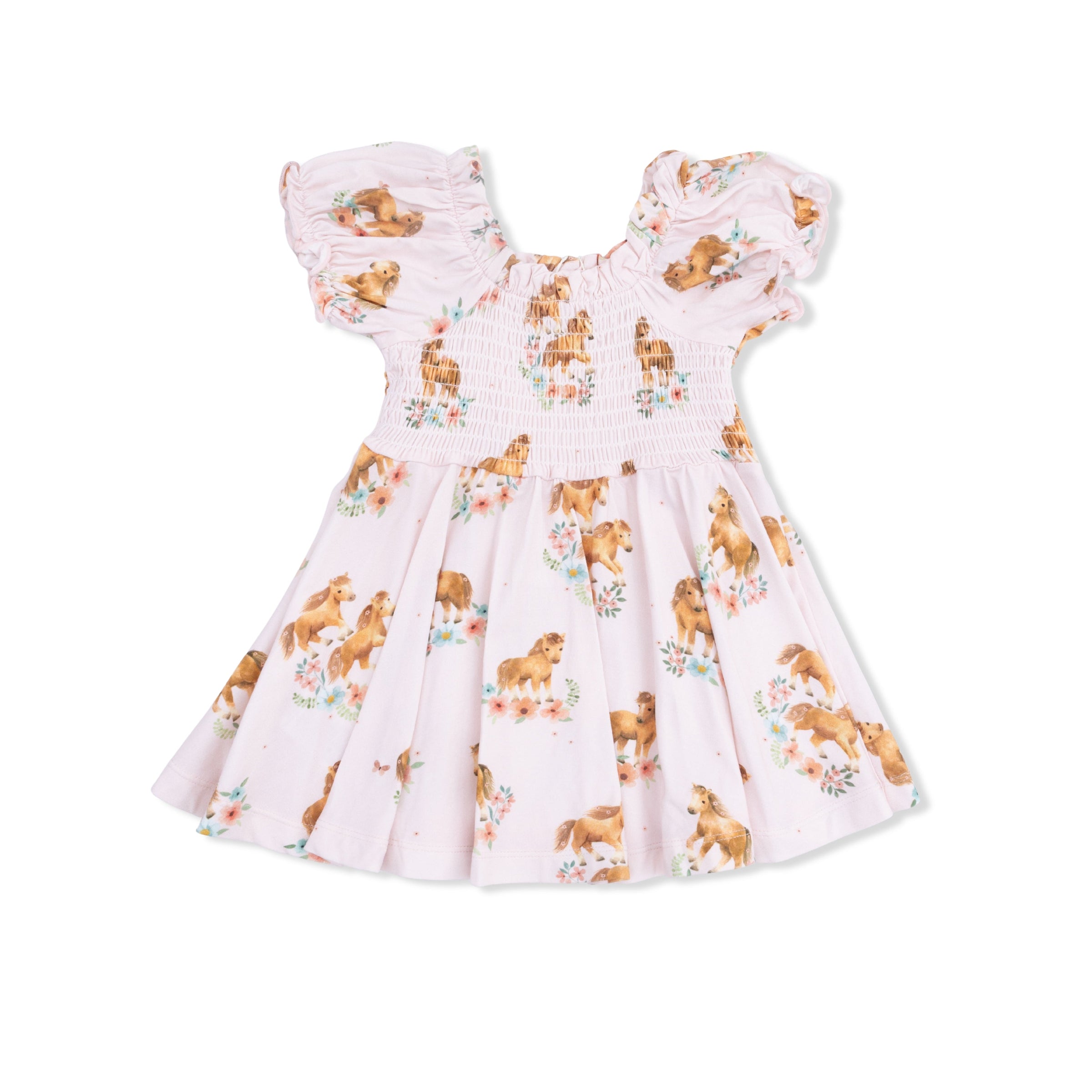 Angel Dear Pink Ponies Smocked Twirly Dress and Bloomer