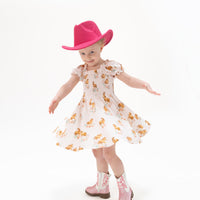 Angel Dear Pink Ponies Smocked Twirly Dress