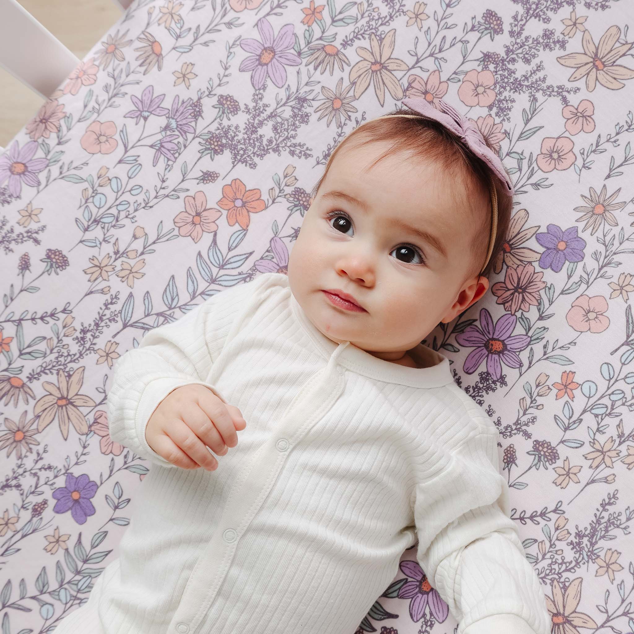 Copper Pearl Premium Knit Fitted Crib Sheet | Flora