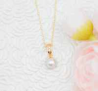 Cherished Moments - Girls 14K Gold-Plated White Pearl Pendant Necklace for Kids