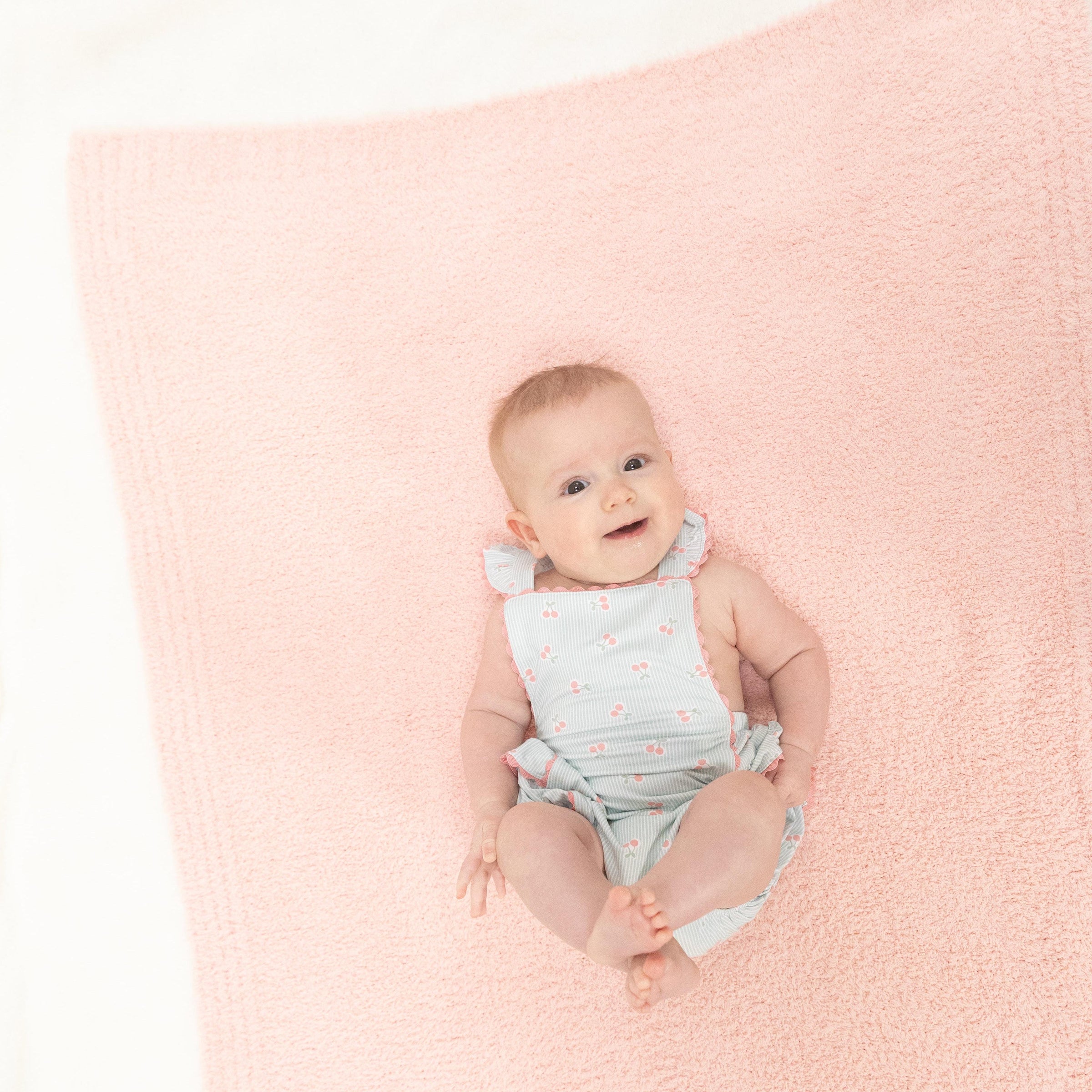 Angel Dear Tiny Cherry Stripe Ric Rac Ruffle Sunsuit