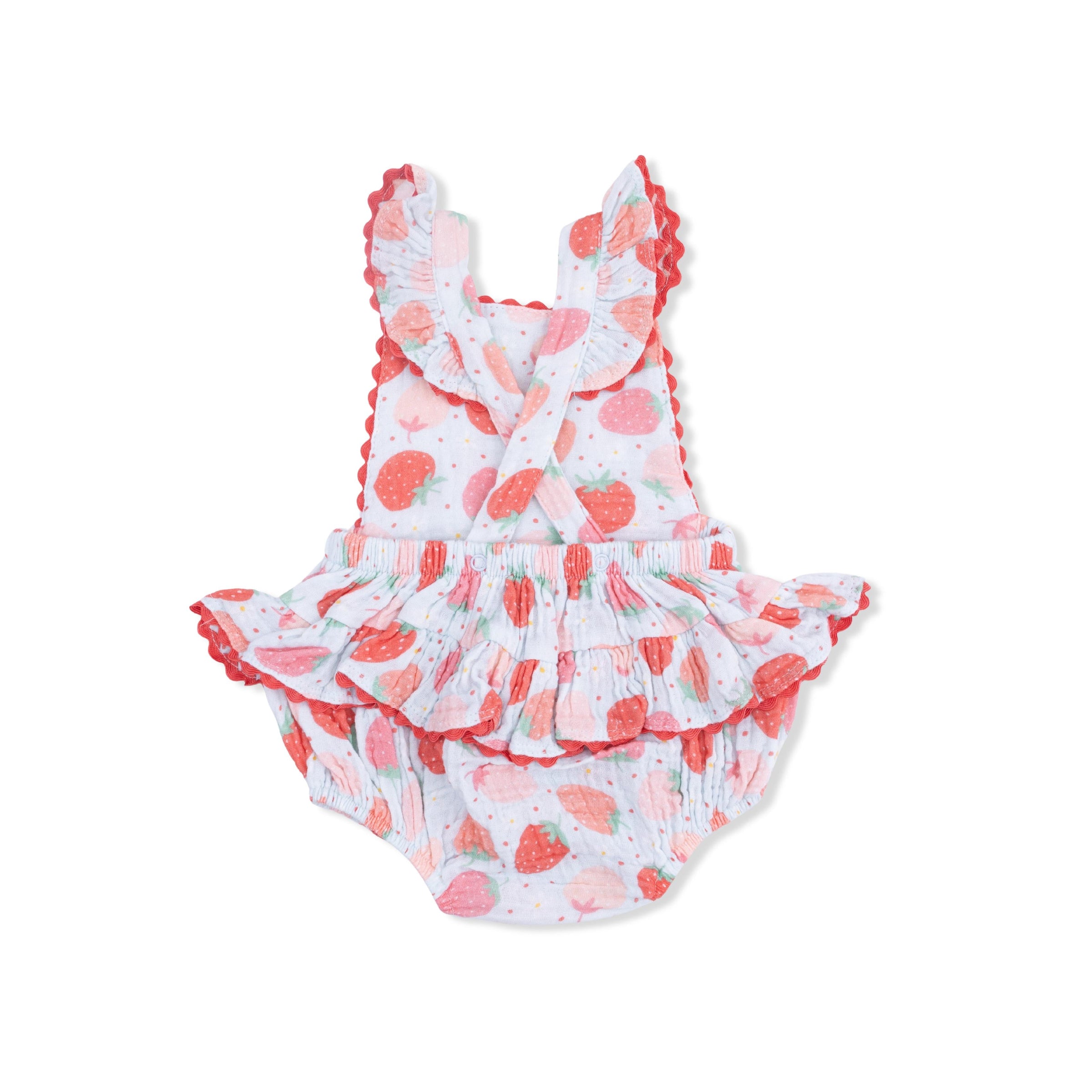 Angel Dear Strawberry Bliss Ric Rac Ruffle Sunsuit