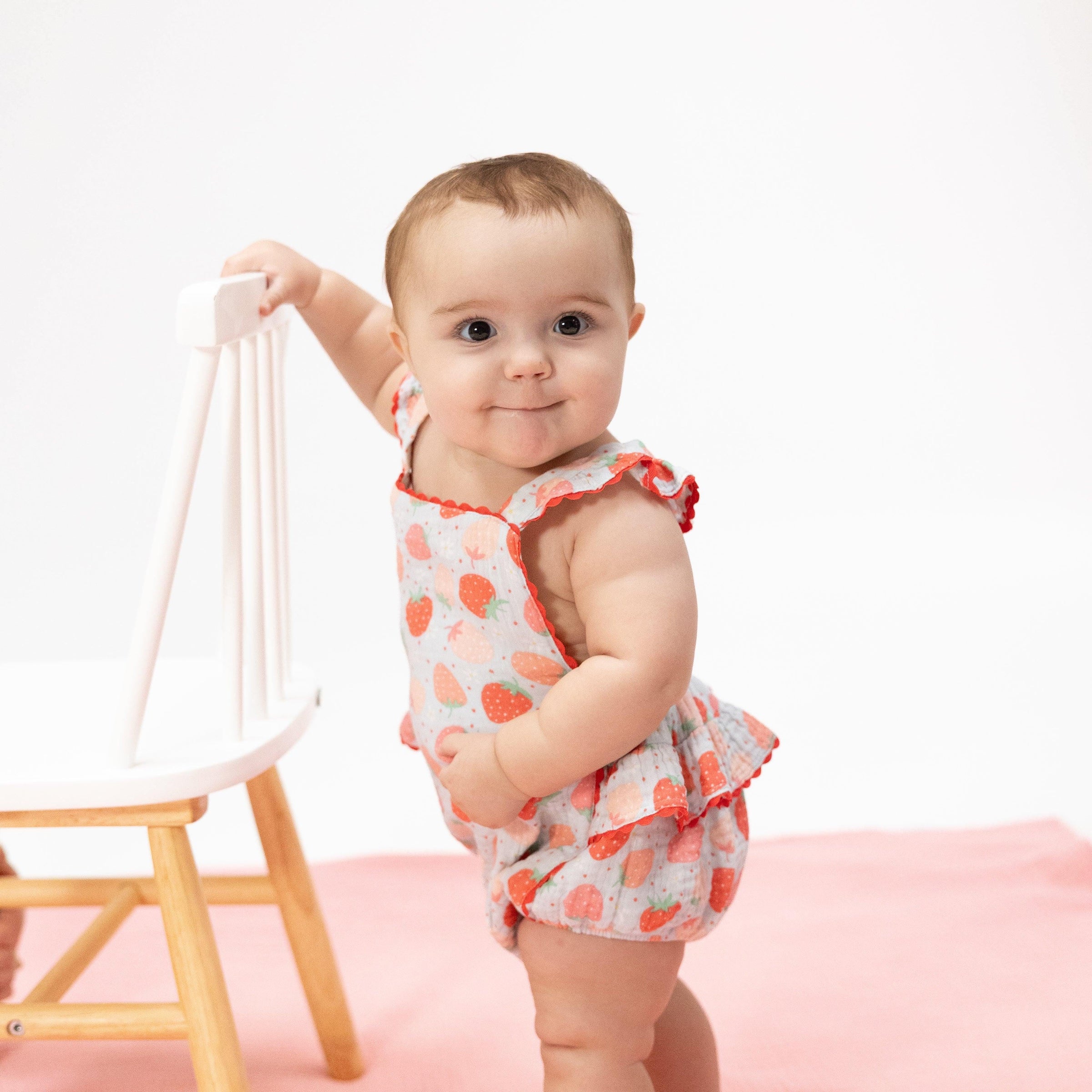 Angel Dear Strawberry Bliss Ric Rac Ruffle Sunsuit