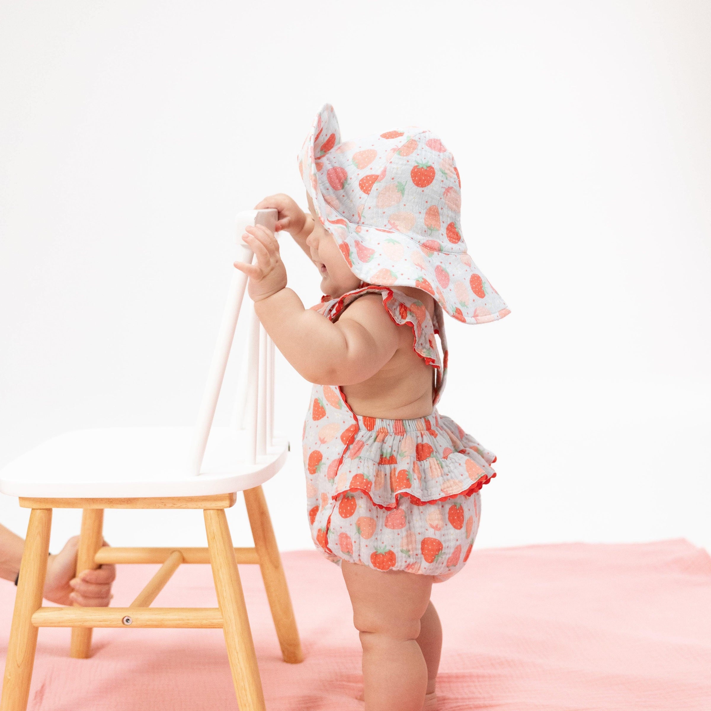 Angel Dear Strawberry Bliss Ric Rac Ruffle Sunsuit