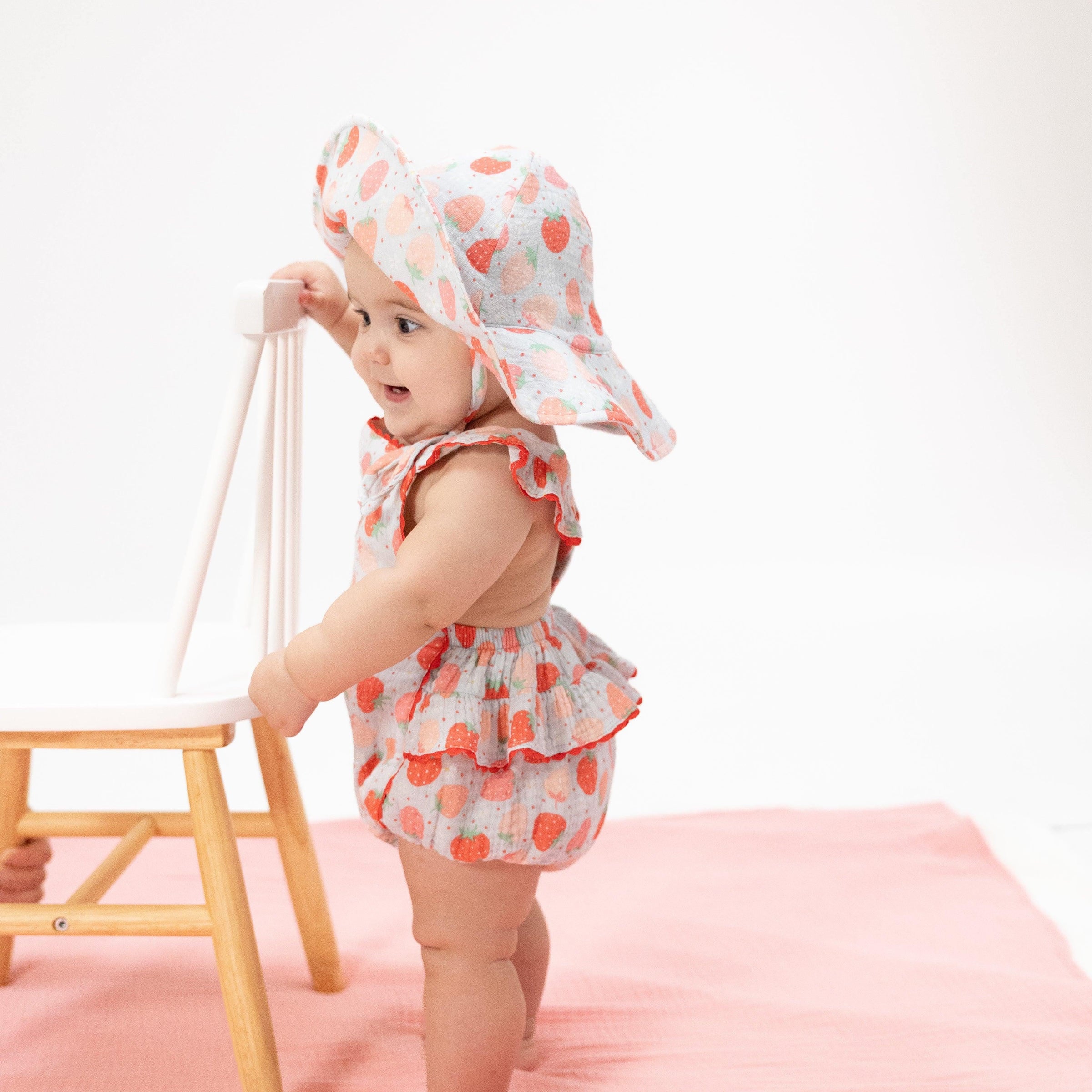 Angel Dear Strawberry Bliss Ric Rac Ruffle Sunsuit