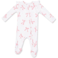 Angel Dear Pretty Bows 2 Way Ruffle Sleeve Zipper Footie