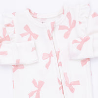 Angel Dear Pretty Bows 2 Way Ruffle Sleeve Zipper Footie