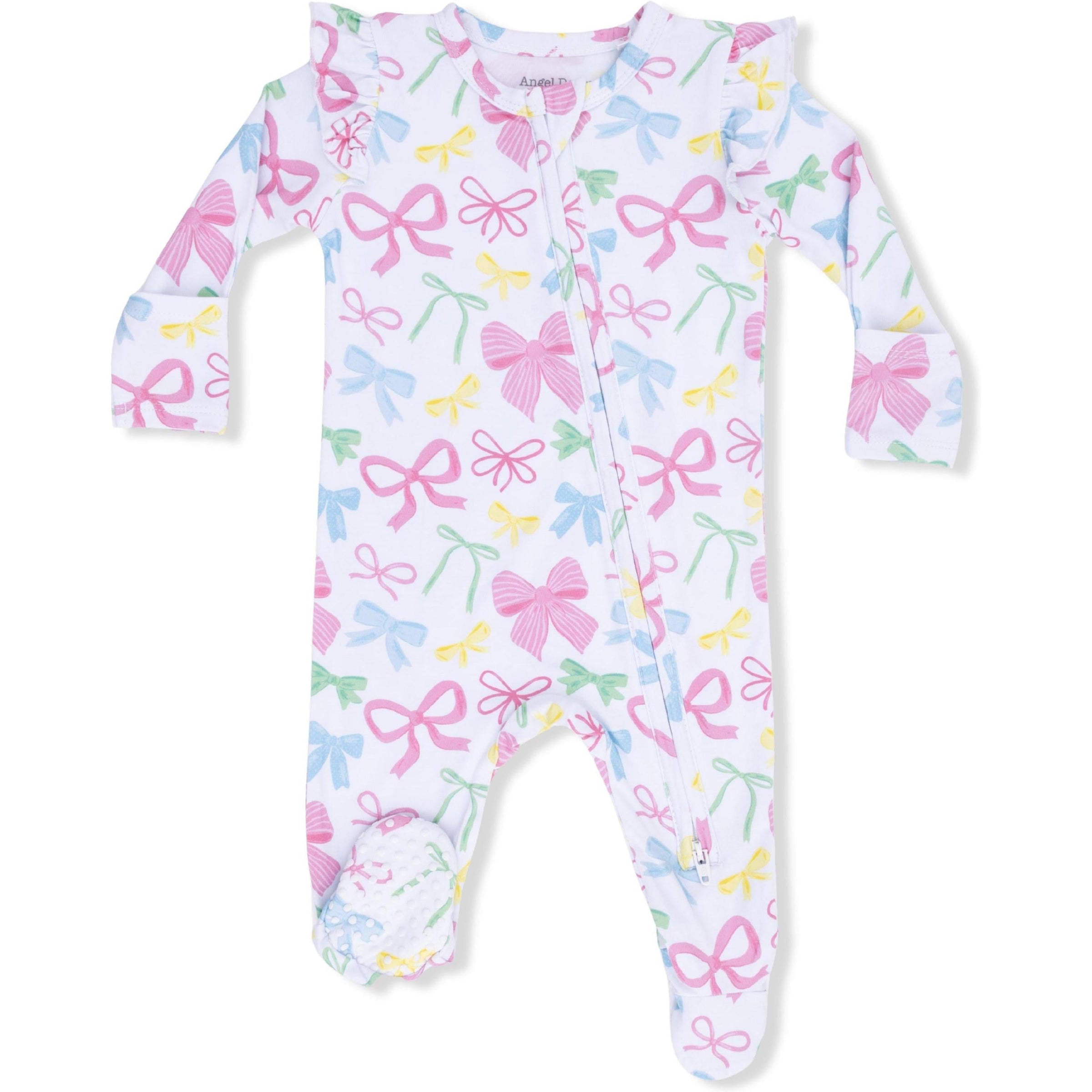 Angel Dear Sweet Bows 2-Way Ruffle Sleeve Zipper Footie