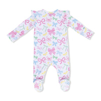 Angel Dear Sweet Bows 2-Way Ruffle Sleeve Zipper Footie