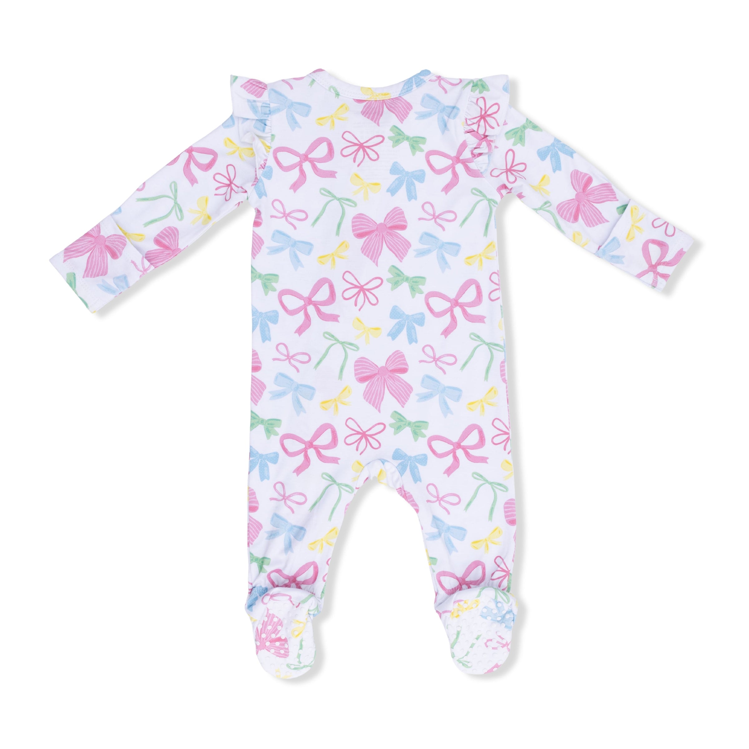 Angel Dear Sweet Bows 2-Way Ruffle Sleeve Zipper Footie