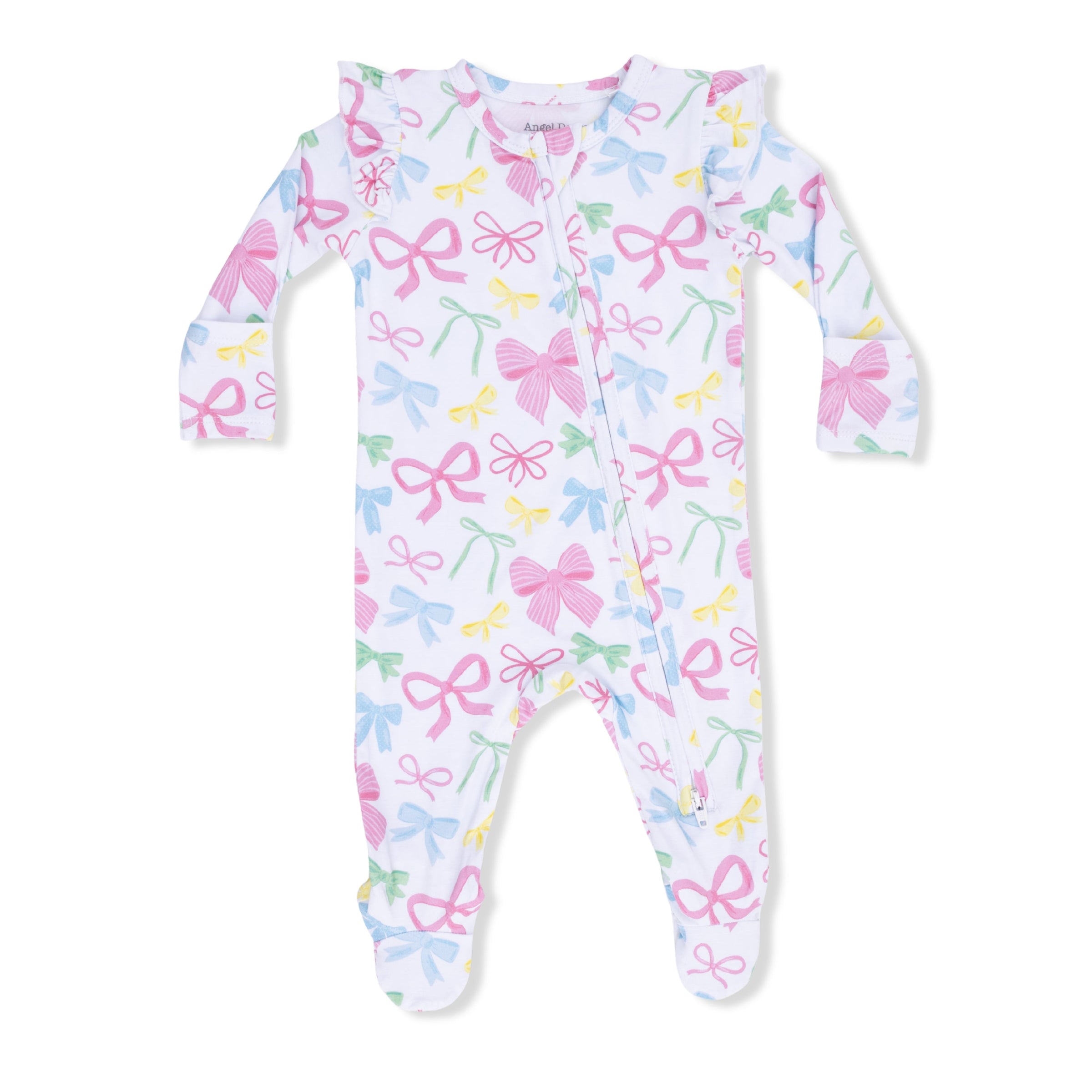 Angel Dear Sweet Bows 2-Way Ruffle Sleeve Zipper Footie